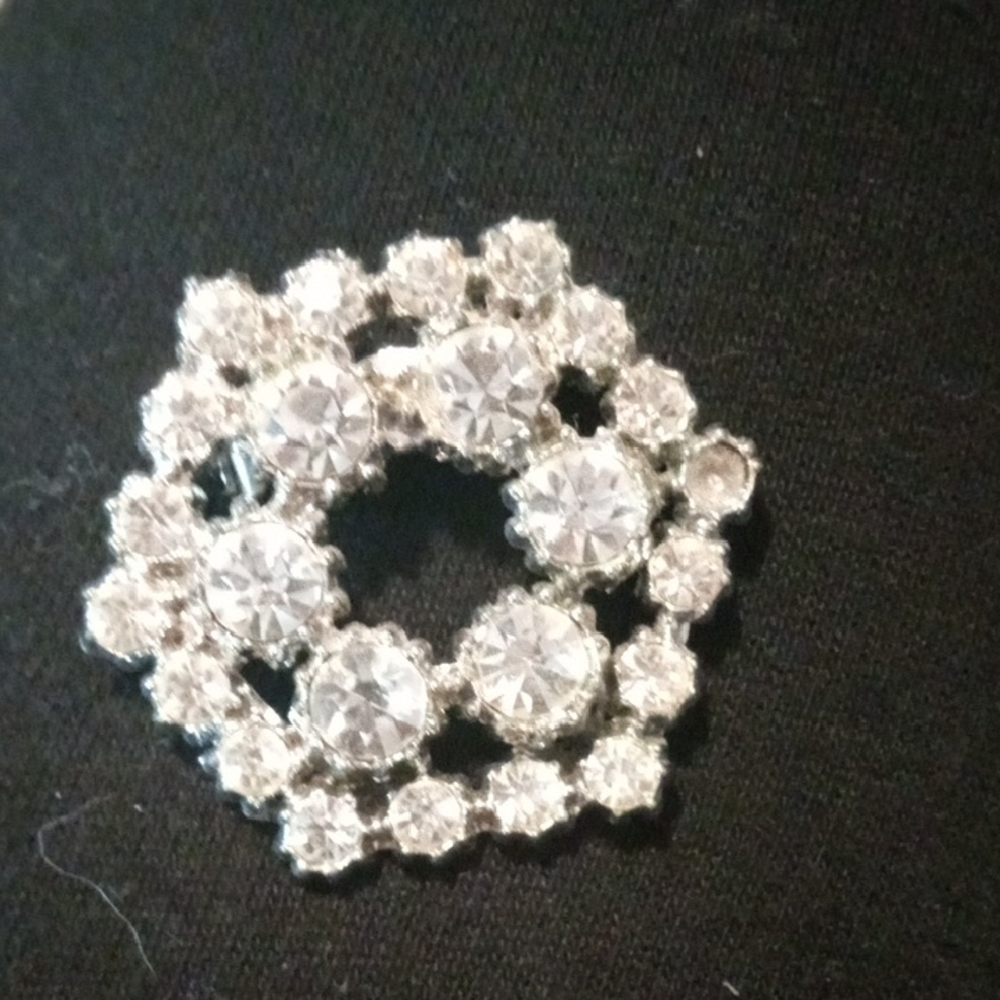 Elegant Silver Crystal Brooch